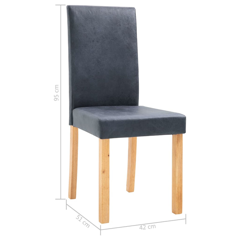 Dining Chairs 2 pcs Grey Faux Suede Leather