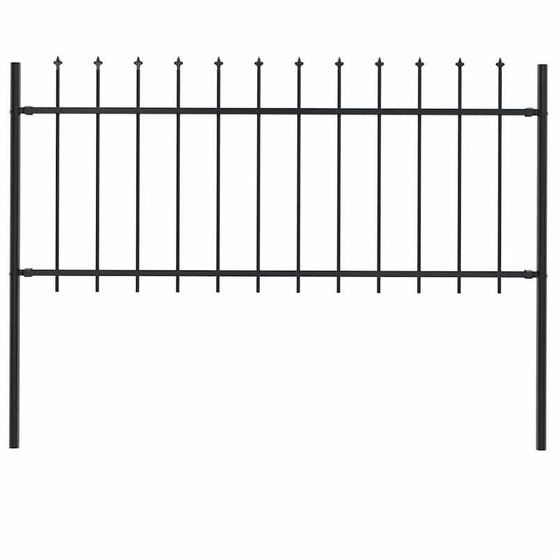 Garden Fence with Spear Top Steel 1.8 m Black