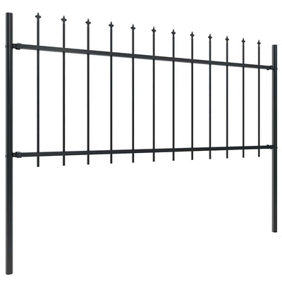 Garden Fence with Spear Top Steel 1.8 m Black