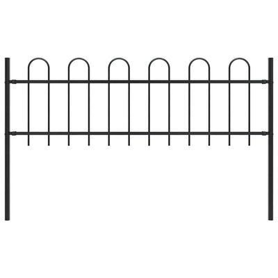 Garden Fence with Hoop Top Steel 1.7x0.6 m Black