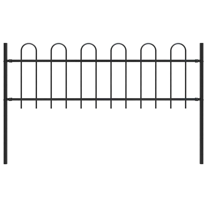 Garden Fence with Hoop Top Steel 1.7x0.6 m Black