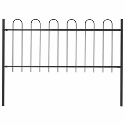 Garden Fence with Hoop Top Steel 1.8 m Black