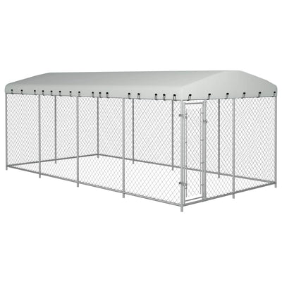 Outdoor Dog Kennel with Roof 7.6x3.8x2.3 m