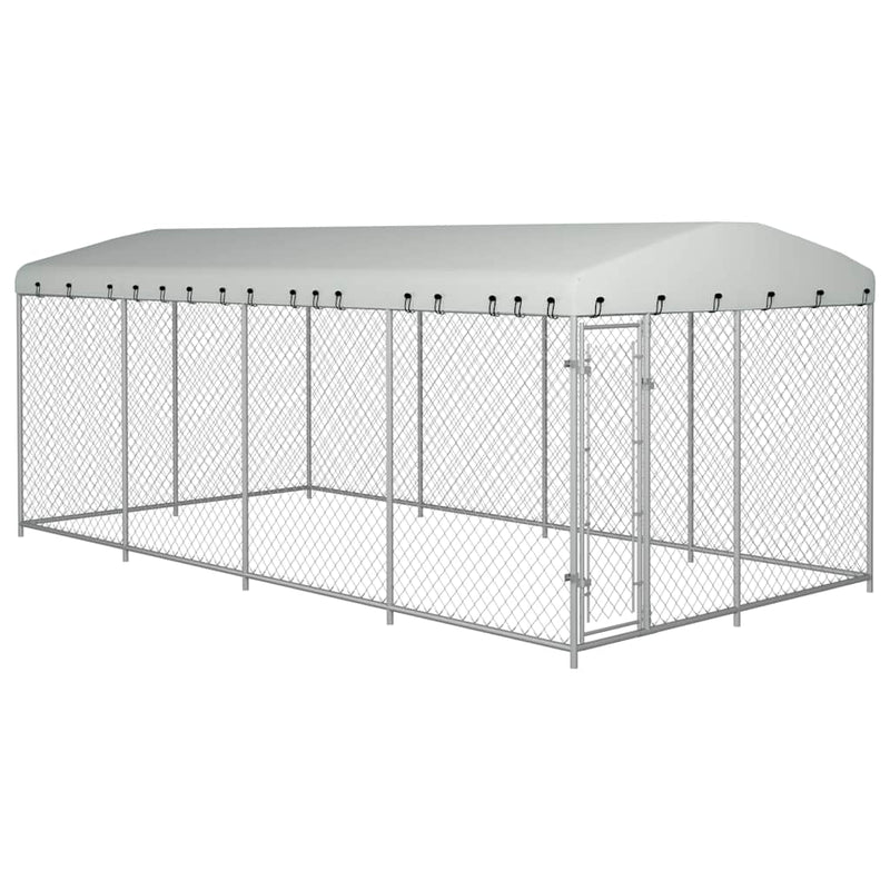 Outdoor Dog Kennel with Roof 7.6x3.8x2.3 m