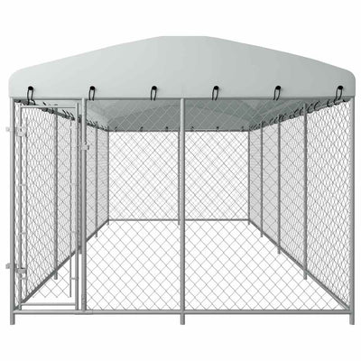 Outdoor Dog Kennel with Roof 7.6x3.8x2.3 m