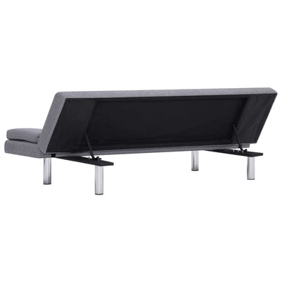Sofa Bed with Two Pillows Light Grey Polyester