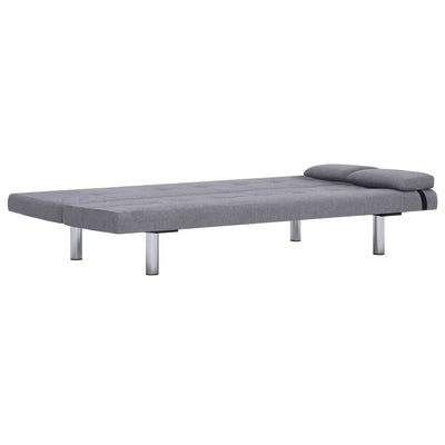 Sofa Bed with Two Pillows Light Grey Polyester