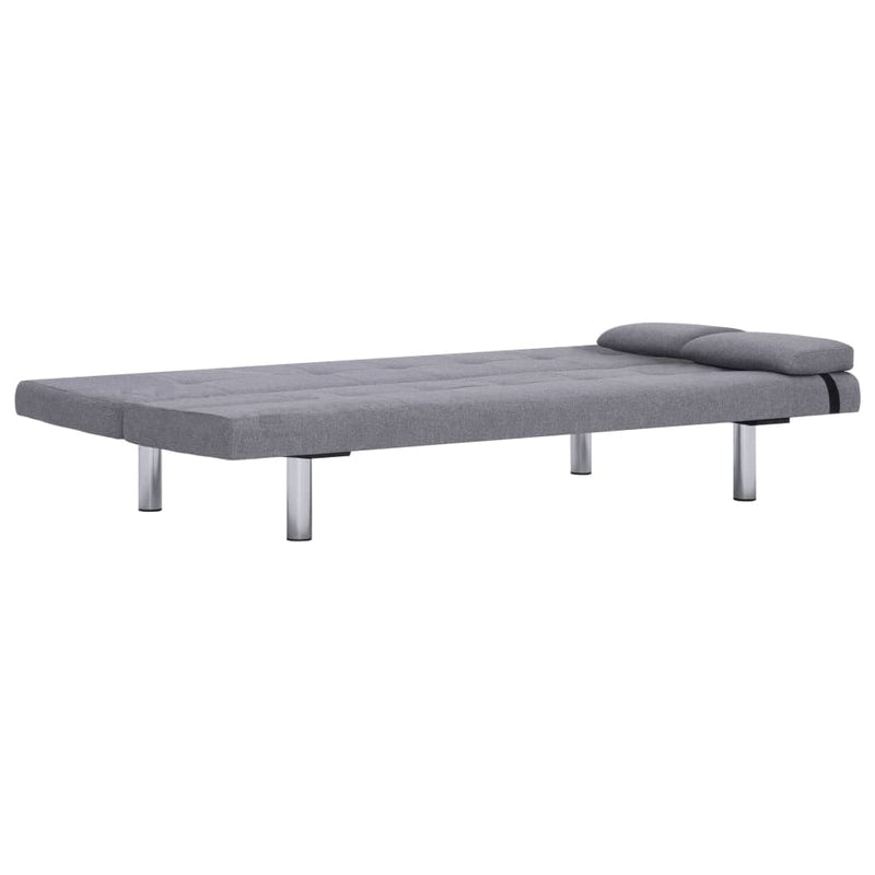 Sofa Bed with Two Pillows Light Grey Polyester