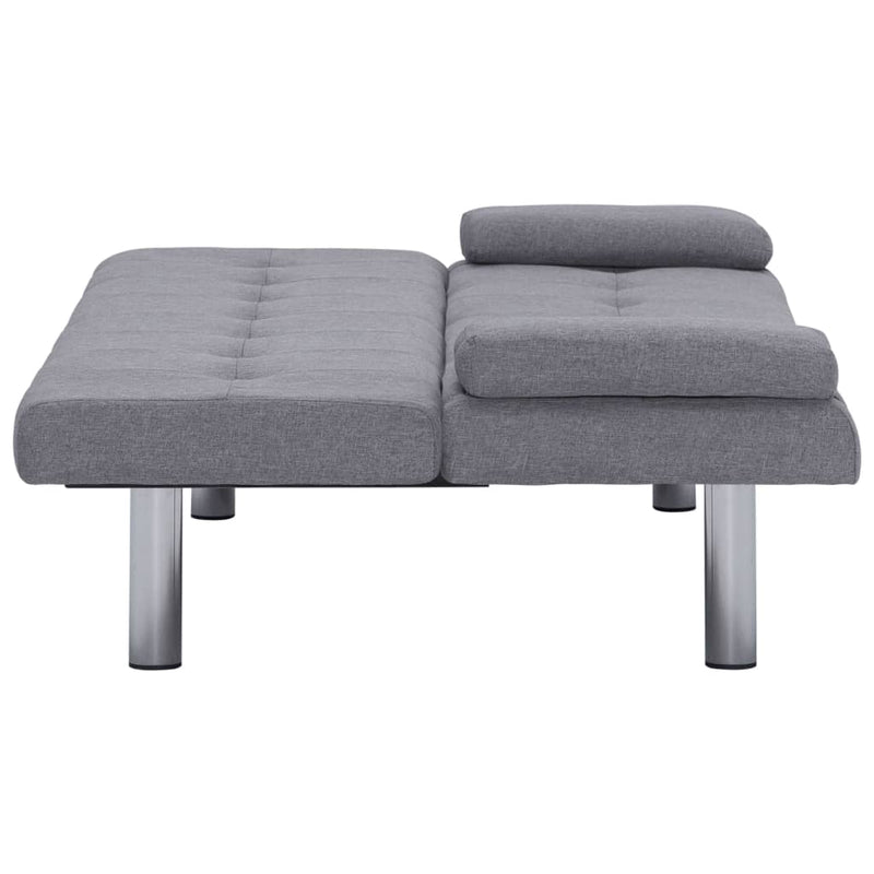 Sofa Bed with Two Pillows Light Grey Polyester