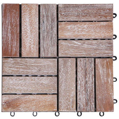 Decking Tiles 11 pcs 30x30 cm Solid Reclaimed Wood