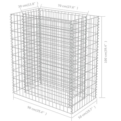 Gabion Raised Bed Galvanised Steel 90x50x100 cm