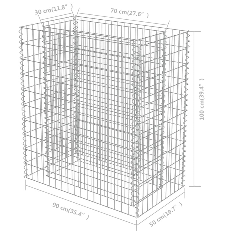 Gabion Raised Bed Galvanised Steel 90x50x100 cm