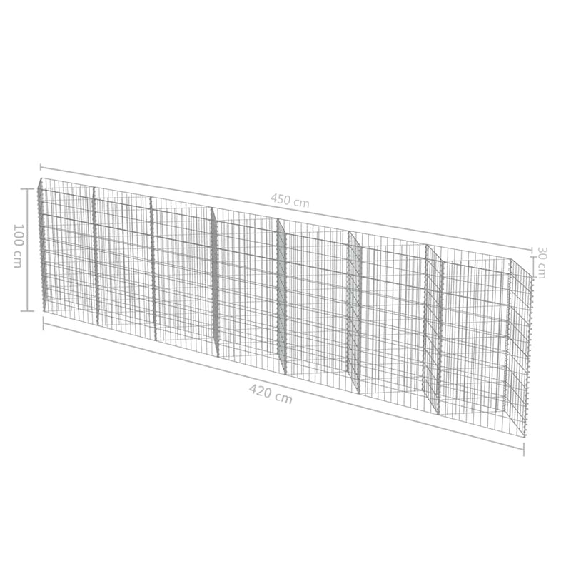 Gabion Wall Galvanised Steel 450x30x100 cm