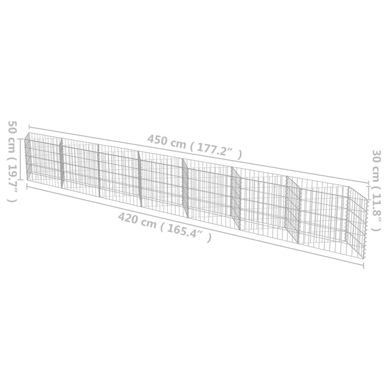 Gabion Wall Galvanised Steel 450x30x50 cm