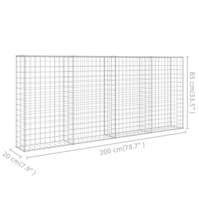 Gabion Wall with Covers Galvanised Steel 200x20x85 cm