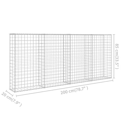 Gabion Wall with Covers Galvanised Steel 200x20x85 cm