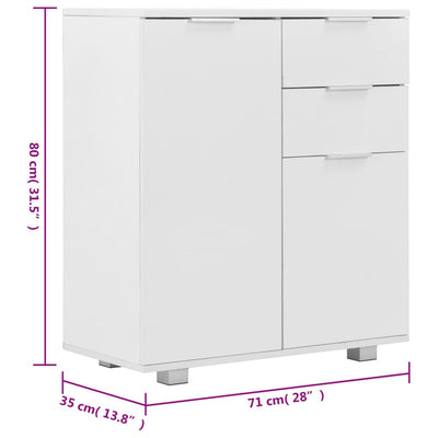 Sideboard High Gloss White 71x35x80 cm Engineered Wood