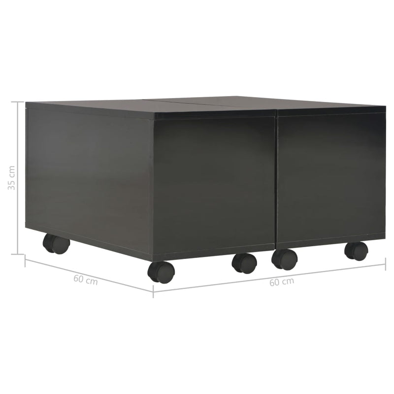 Coffee Table High Gloss Black 60x60x35 cm Engineered Wood