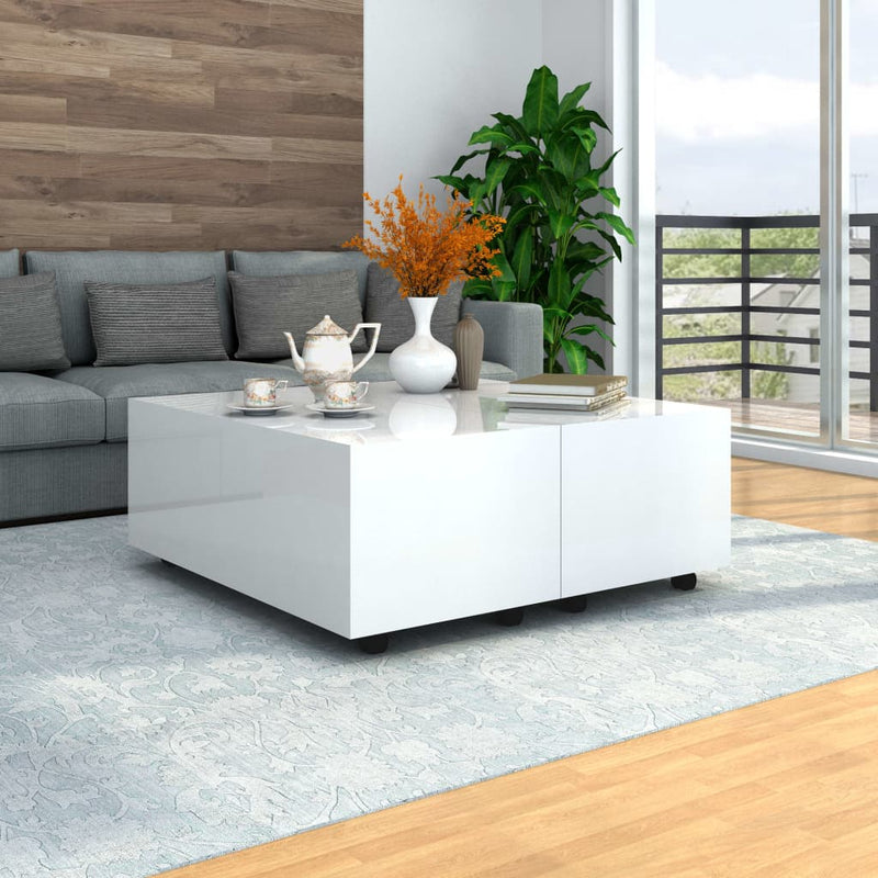 Coffee Table High Gloss White 100x100x35 cm