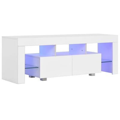 TV Cabinet with LED Lights High Gloss White 130x35x45 cm