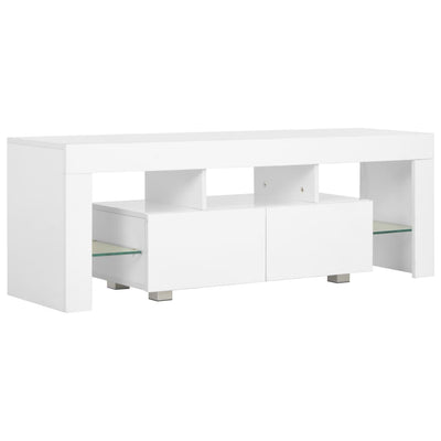 TV Cabinet with LED Lights High Gloss White 130x35x45 cm