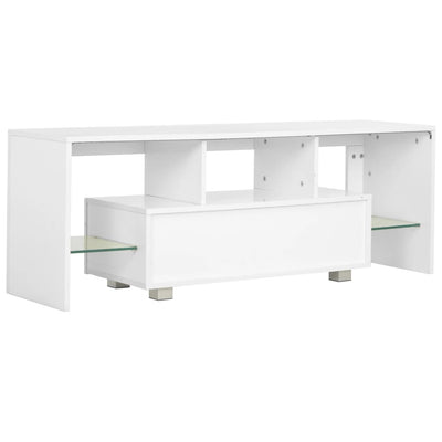 TV Cabinet with LED Lights High Gloss White 130x35x45 cm