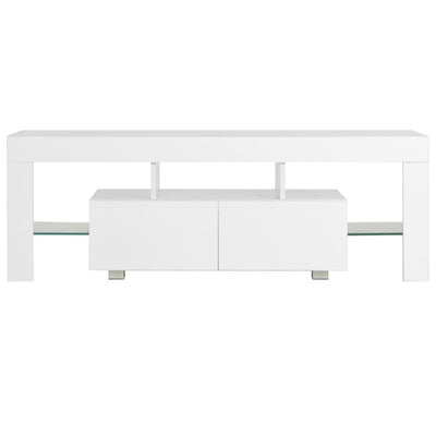 TV Cabinet with LED Lights High Gloss White 130x35x45 cm