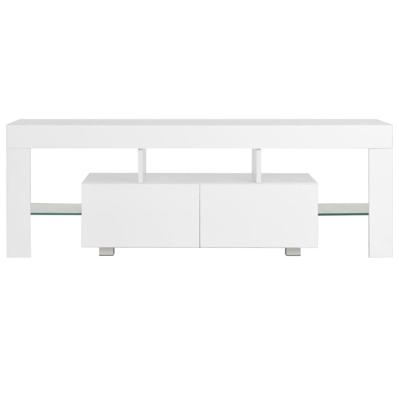 TV Cabinet with LED Lights High Gloss White 130x35x45 cm