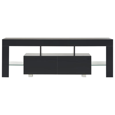 TV Cabinet with LED Lights High Gloss Black 130x35x45 cm