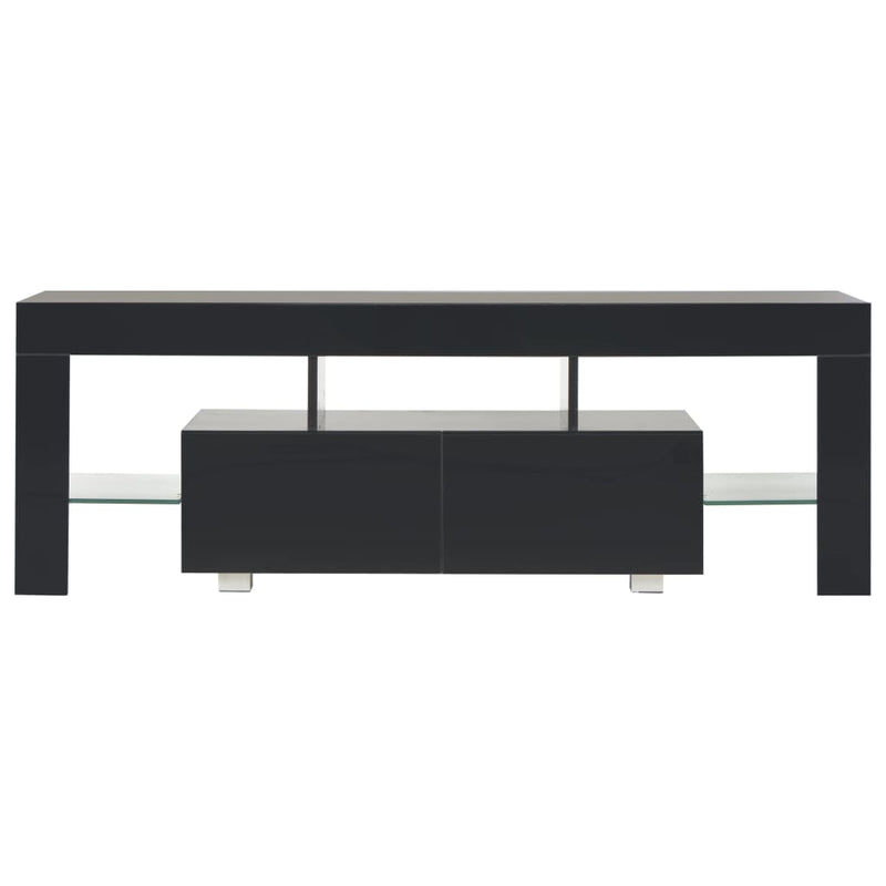 TV Cabinet with LED Lights High Gloss Black 130x35x45 cm