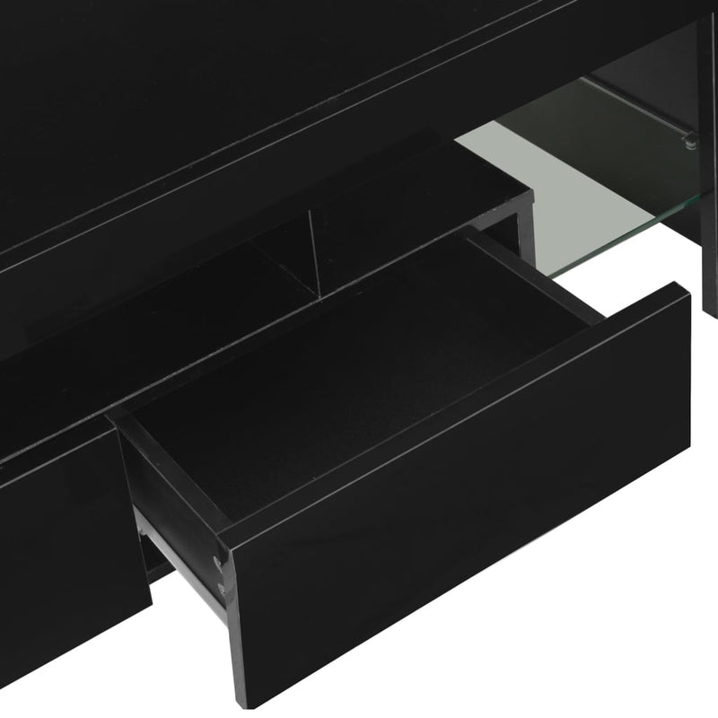 TV Cabinet with LED Lights High Gloss Black 130x35x45 cm