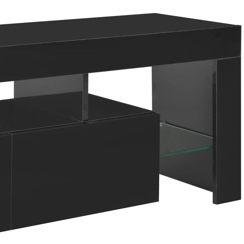 TV Cabinet with LED Lights High Gloss Black 130x35x45 cm