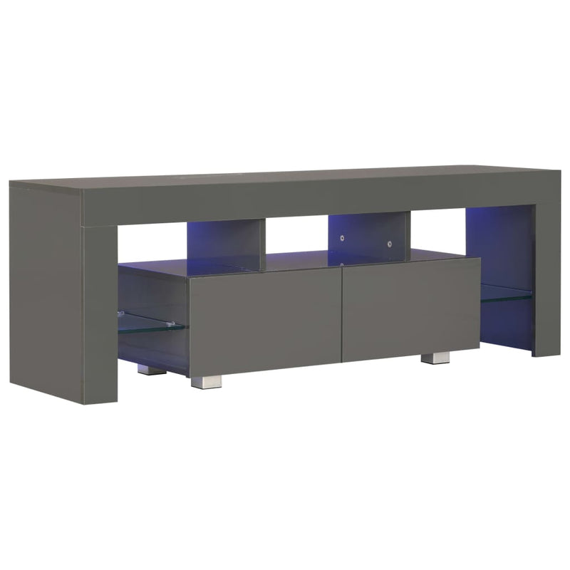 TV Cabinet with LED Lights High Gloss Grey 130x35x45 cm