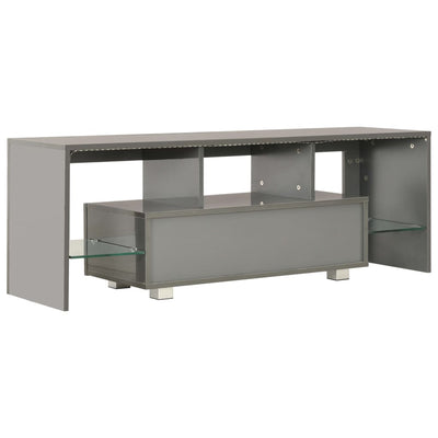 TV Cabinet with LED Lights High Gloss Grey 130x35x45 cm