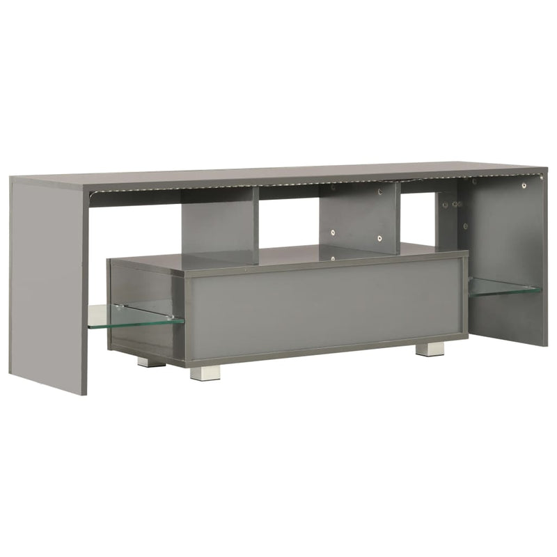 TV Cabinet with LED Lights High Gloss Grey 130x35x45 cm