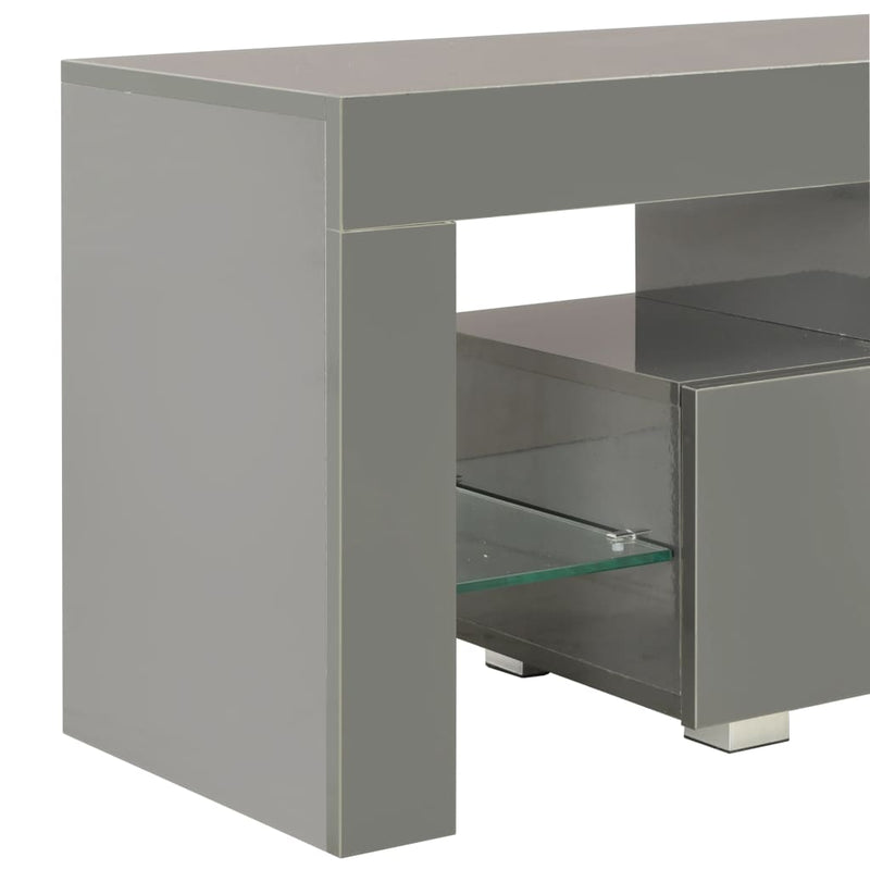 TV Cabinet with LED Lights High Gloss Grey 130x35x45 cm