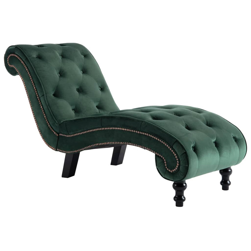 Chaise Lounge Green Velvet