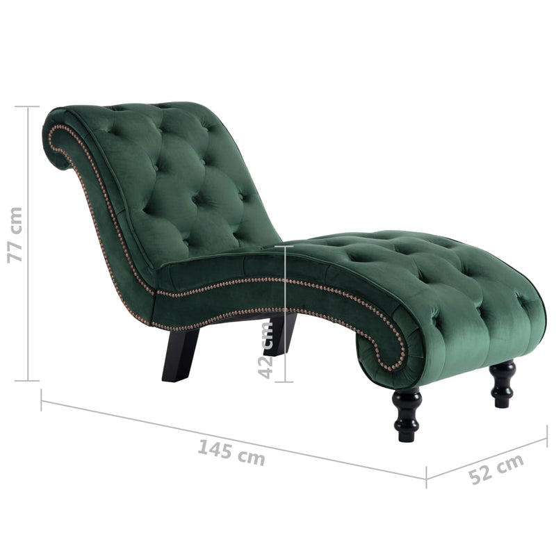 Chaise Lounge Green Velvet