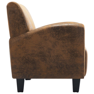 Sofa Chair Brown Faux Suede Leather