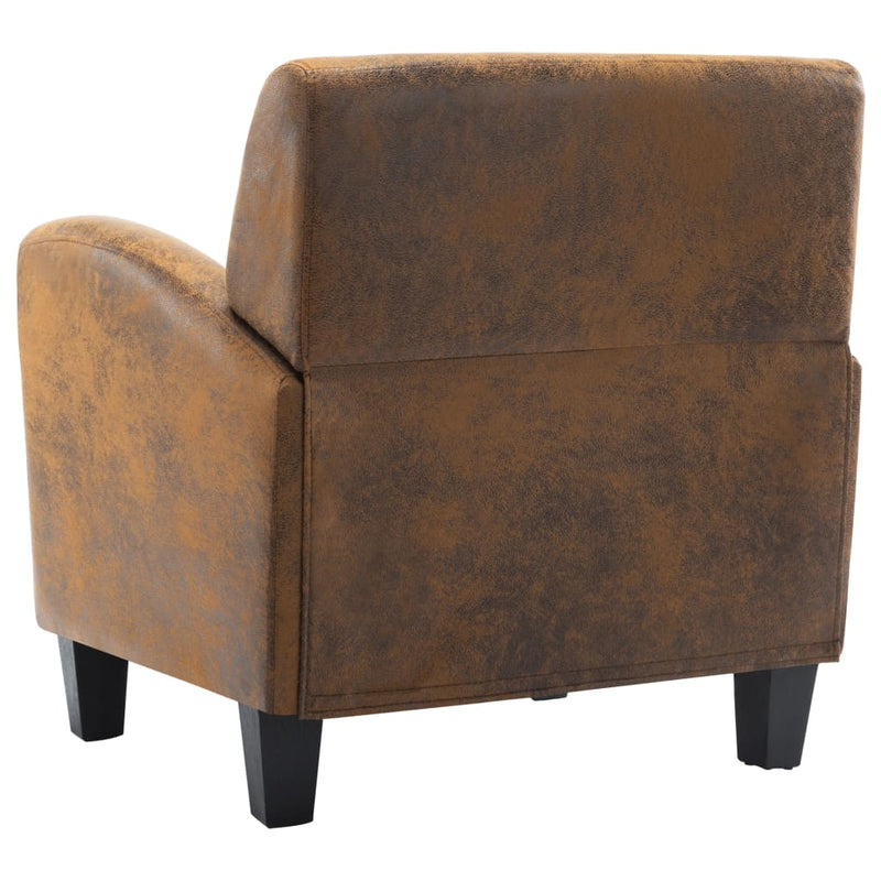 Sofa Chair Brown Faux Suede Leather