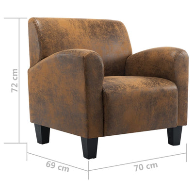 Sofa Chair Brown Faux Suede Leather