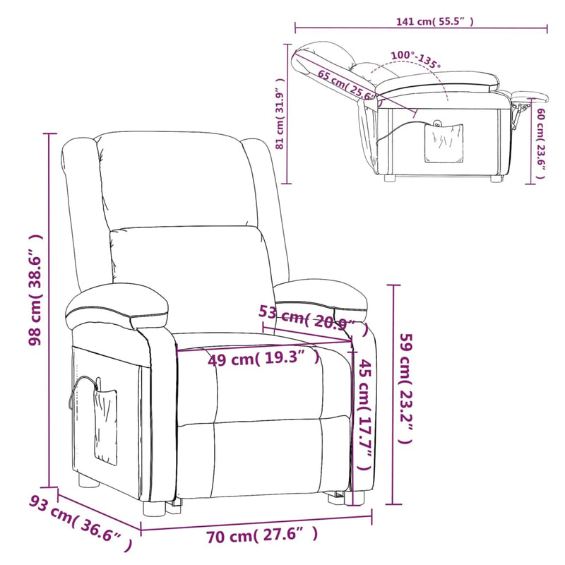 Massage Chair Dark Grey Fabric