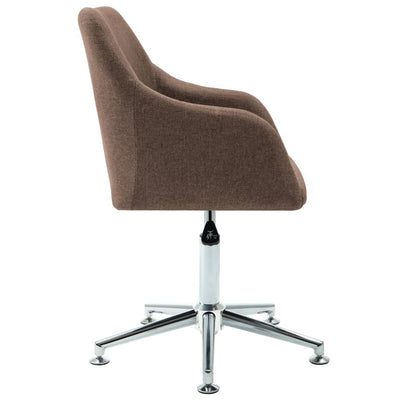 Swivel Dining Chair Brown Fabric