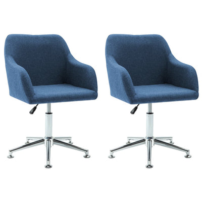 Swivel Dining Chairs 2 pcs Blue Fabric