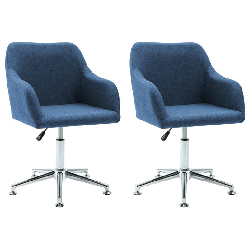 Swivel Dining Chairs 2 pcs Blue Fabric