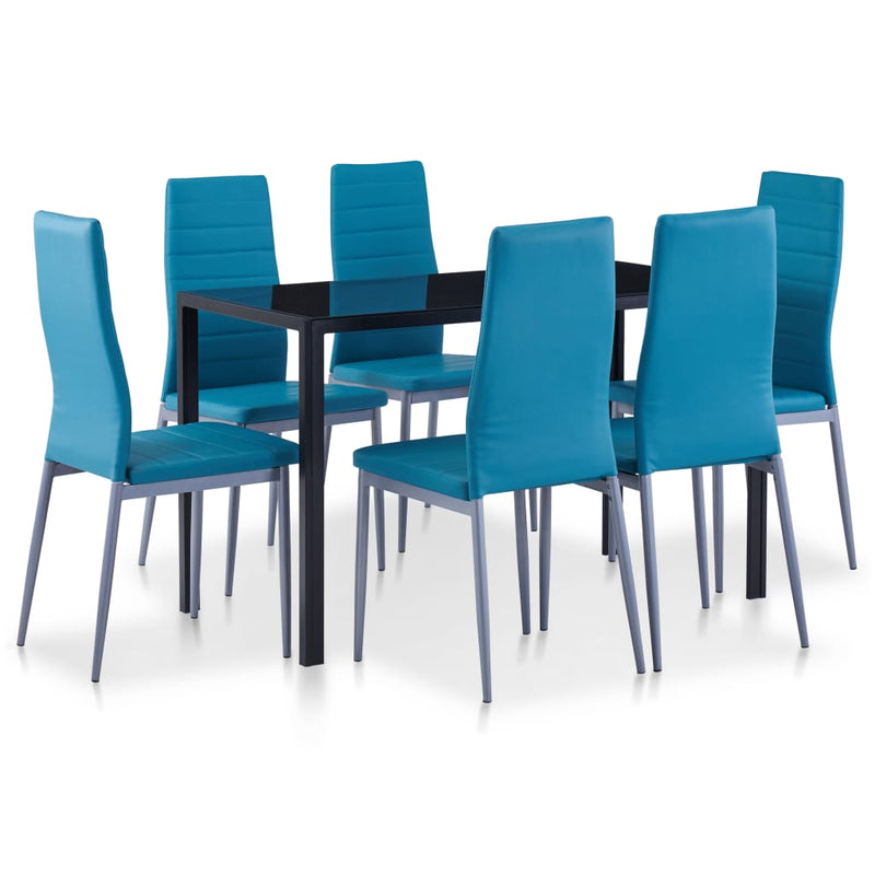 Seven Piece Dining Set Blue