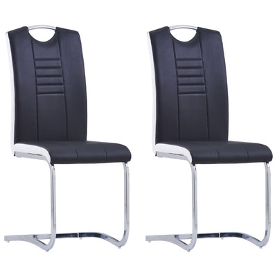 Cantilever Dining Chairs 2 pcs Black Faux Leather