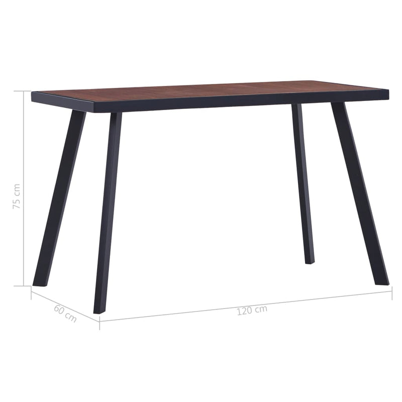 Dining Table Dark Wood and Black 120x60x75 cm MDF