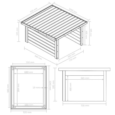 Lawn Mower Garage 92x104x59.5 cm Solid Pine Wood 19 mm