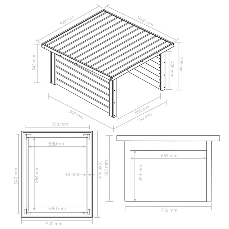 Lawn Mower Garage 92x104x59.5 cm Solid Pine Wood 19 mm